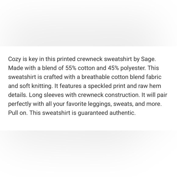 Sage Collective Cozy Raw Hem Cropped Lightweight Sweatshirt In Fauna Size XL NWT - Picture 5 of 9